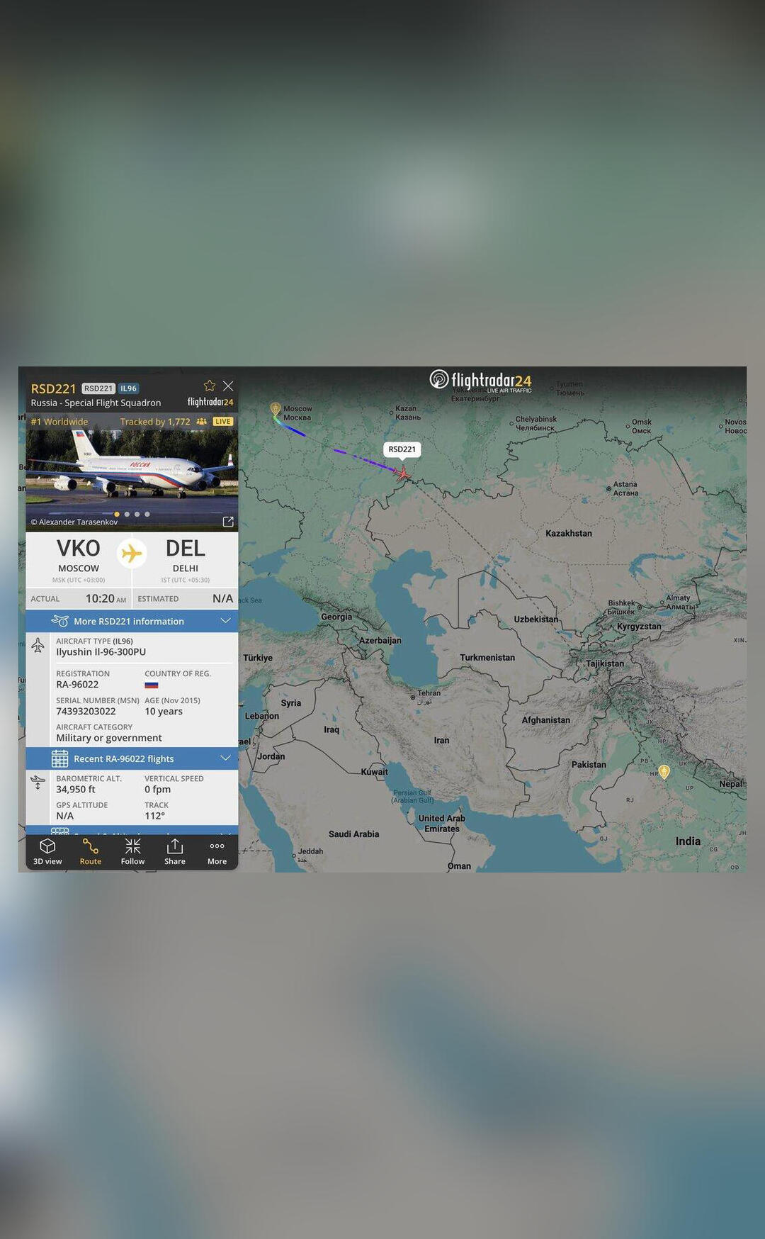 Putin's flight to India becomes most-tracked flight