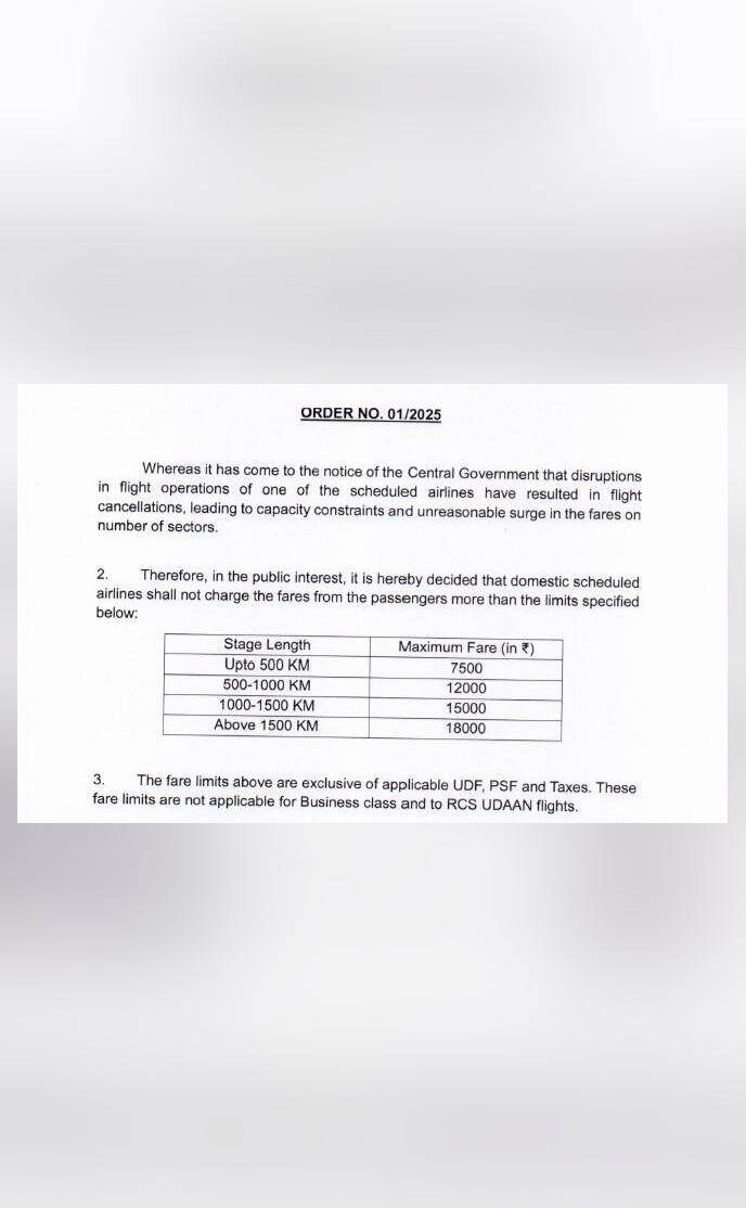 Govt announces maximum fares that airlines can charge amid IndiGo chaos