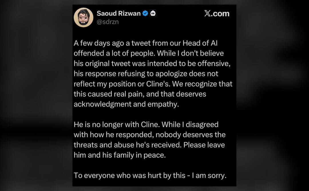 Cline CEO says he fired AI head over 'smell' remark on Indian-origin coders' pic, deletes post