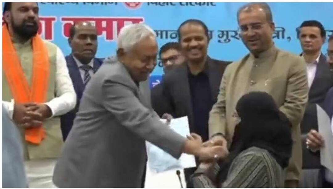 Bihar CM Nitish Kumar pulls down woman's niqab at event, sparks row