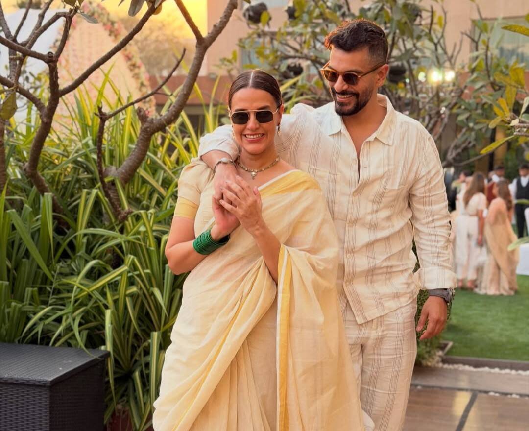 Neha Dhupia dons South-Indian saree at friend's wedding