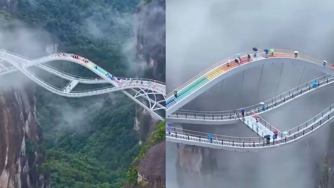 Ruyi Bridge in China draws tourists with 140 m glass walkway