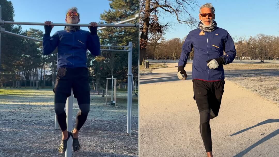 Video of Milind Soman's pull-up moves in -2°C at 60 impresses fans