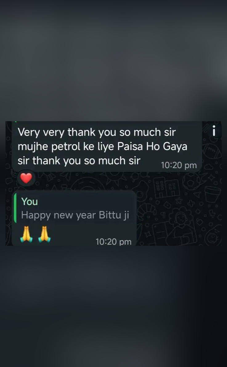Man shares delivery rider's WhatsApp response after he gave ₹501 tip on New Year's Eve