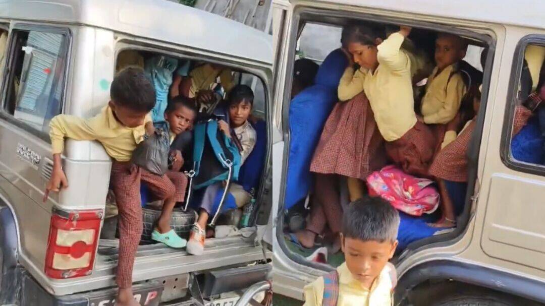 Viral video shows school children packed in SUV in UP’s Kushinagar