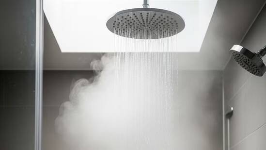 What happens to the skin when a person repeatedly takes hot showers?