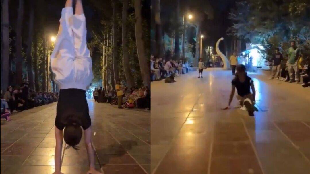 Iranian woman performs gymnastics in public without hijab