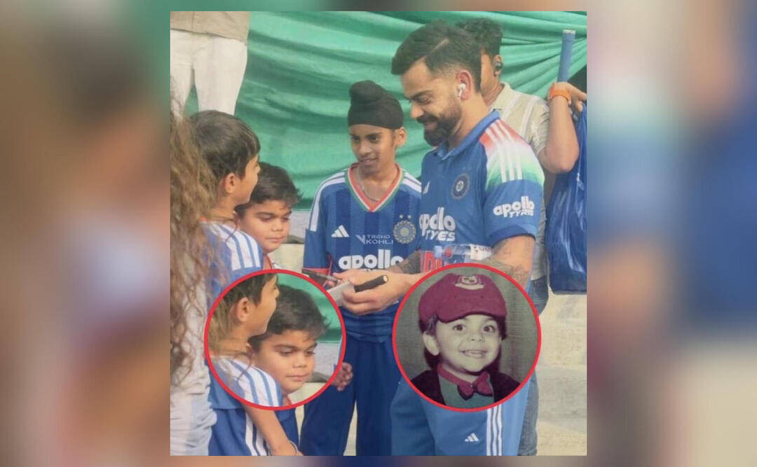 Virat Kohli meets his childhood lookalike, pic goes viral