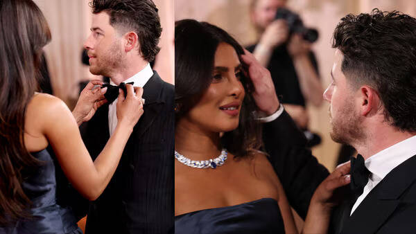 Priyanka Chopra seen fixing Nick Jonas' bow tie at Golden Globes