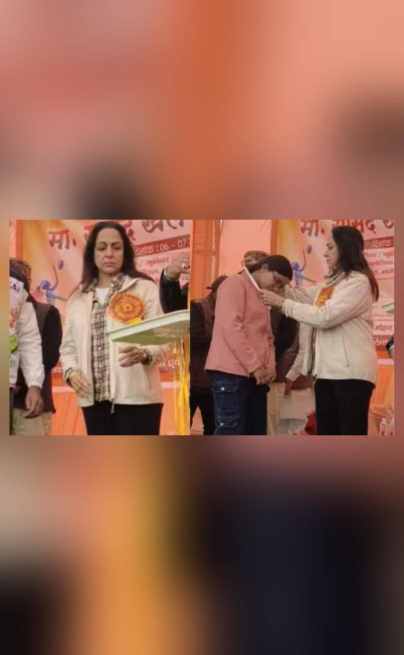 Hema Malini appears disinterested while giving medals at event in Mathura, criticised