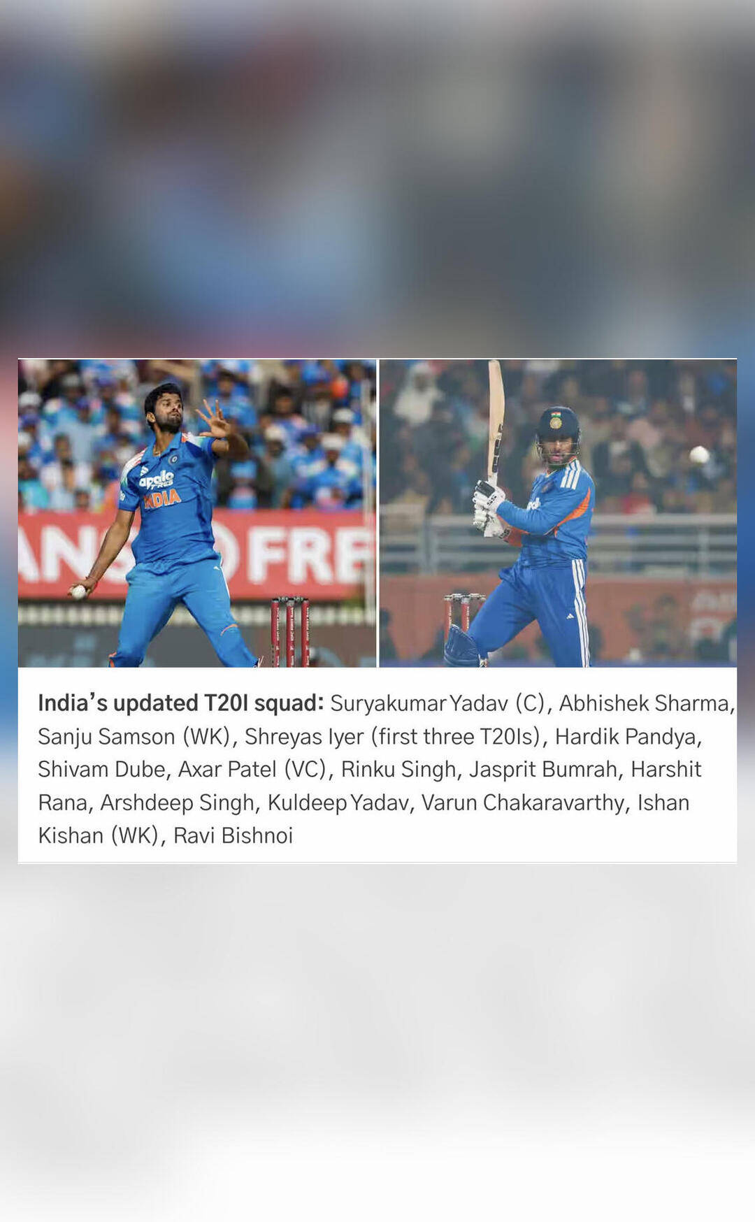India announce revised squad for T20I series against New Zealand