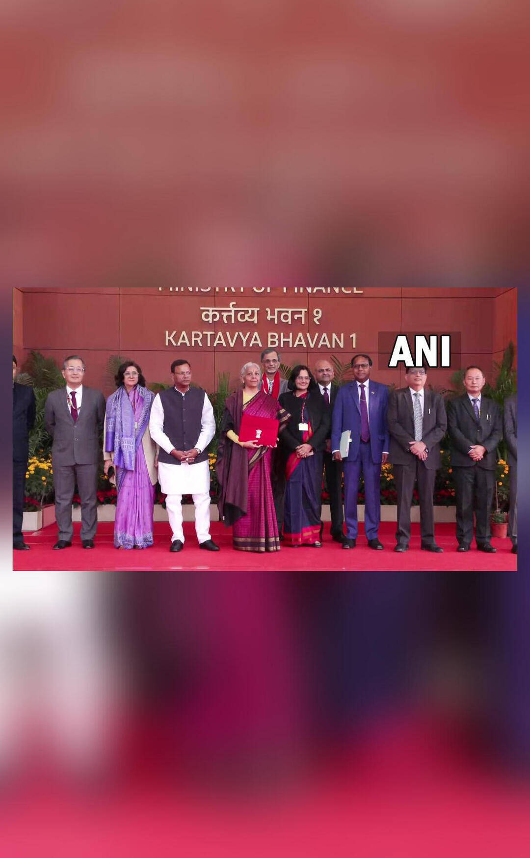 Sitharaman seen holding 'bahi khata' at Kartavya Bhavan ahead of Budget 2026