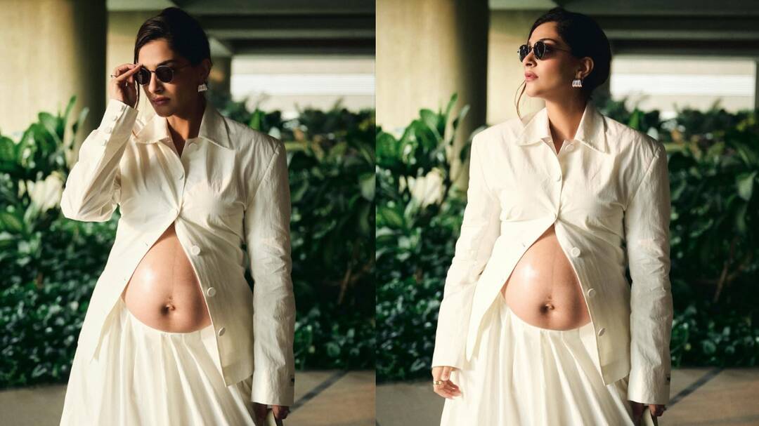 Sonam Kapoor flaunts baby bump in white look during Mumbai outing