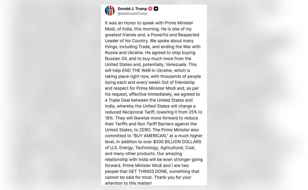 Trump announces trade deal with India, reduces tariffs