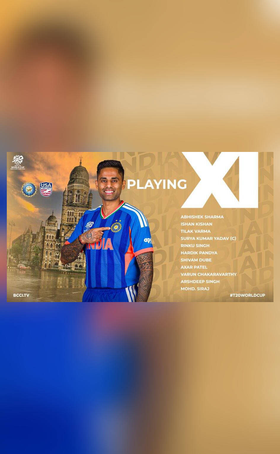 India announce playing XI for their T20 World Cup 2026 opener; Sanju Samson dropped