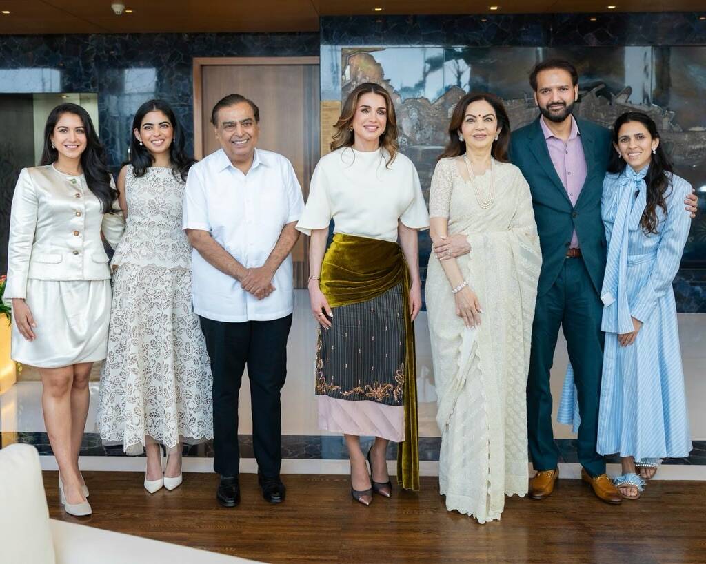 Ambani ladies welcome Queen Rania of Jordan in elegant looks