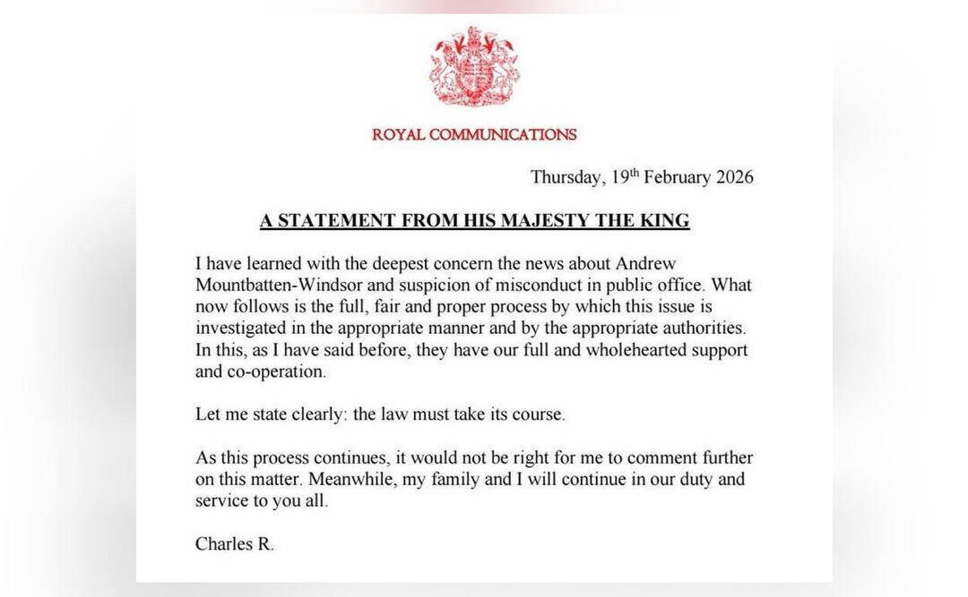 UK King Charles releases statement after brother Andrew's arrest