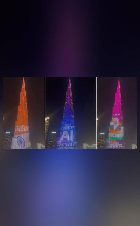 Burj Khalifa lights up in tricolour to celebrate India's AI Summit