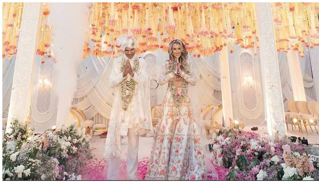 Shikhar's Irish wife Sophie dons Manish Malhotra's bridal lehenga