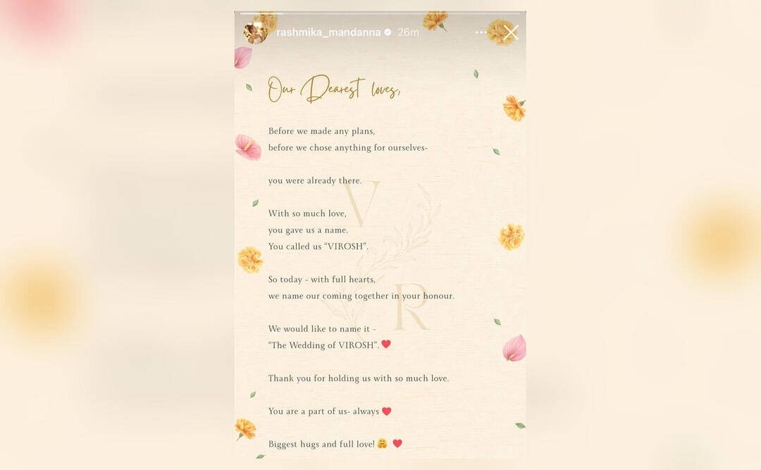 Rashmika Mandanna & Vijay Deverakonda share post confirming wedding