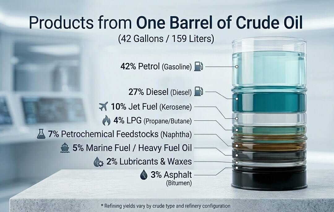 How Many Litres In Barrel Of Crude Oil