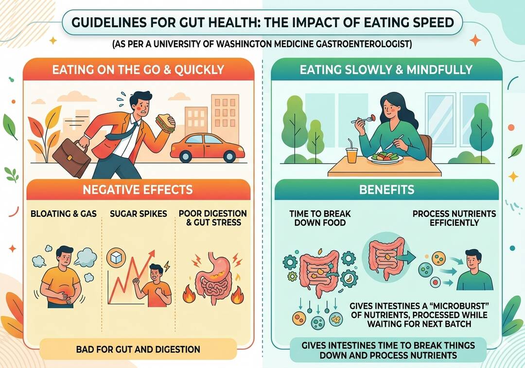 Why should you not 'eat on the go'?