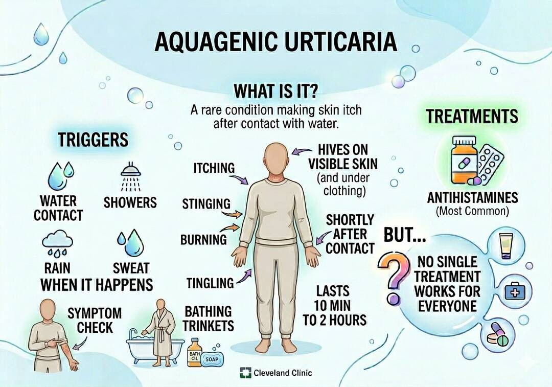 What is the rare condition that makes people's skin itch from water?
