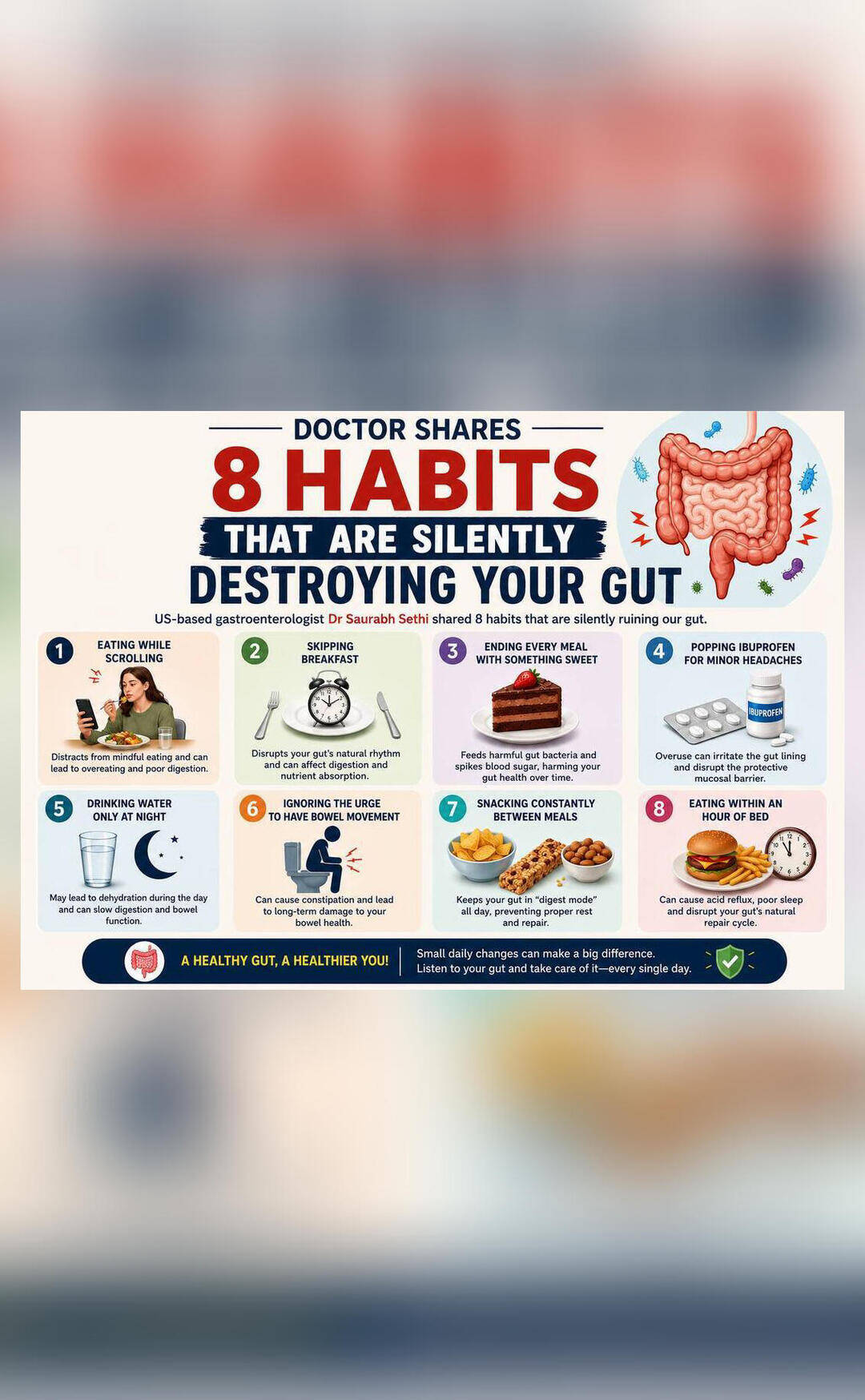 Doctor shares 8 habits that are silently destroying the gut