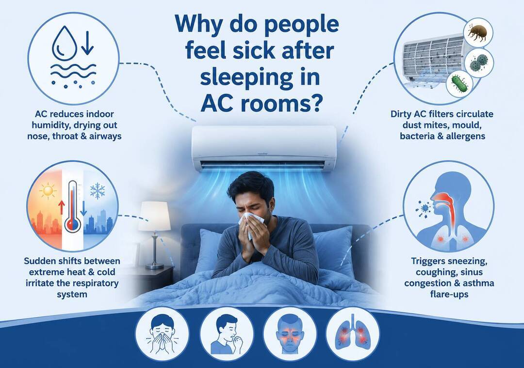 Why do people feel sick after sleeping in AC rooms?