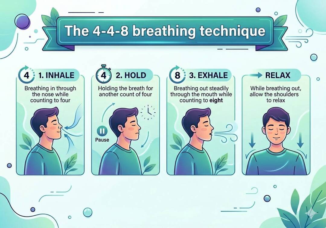 What is the 4-4-8 breathing technique to reduce anxiety?