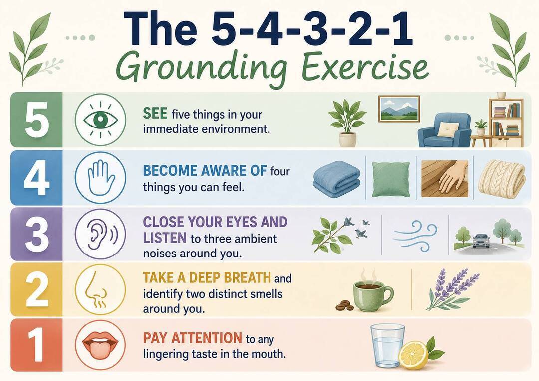 What is the 5-4-3-2-1 grounding exercise?