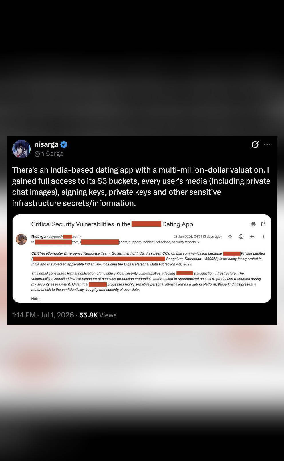 Teen hacker who exposed CBSE's flaws says he accessed Indian dating app's data, users' chats & pics