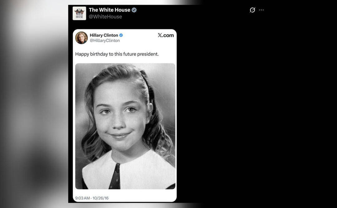 Trump's White House shares Hillary Clinton's childhood pic