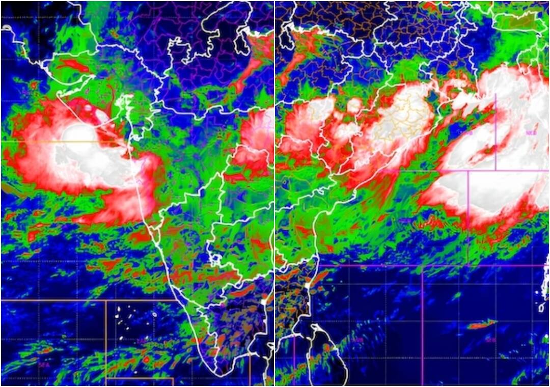 Satellite images show 2 giant monsoon systems soaking India