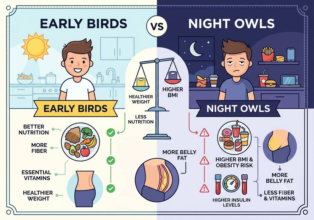 'Night owls' eat less healthy food & have more belly fat, finds study