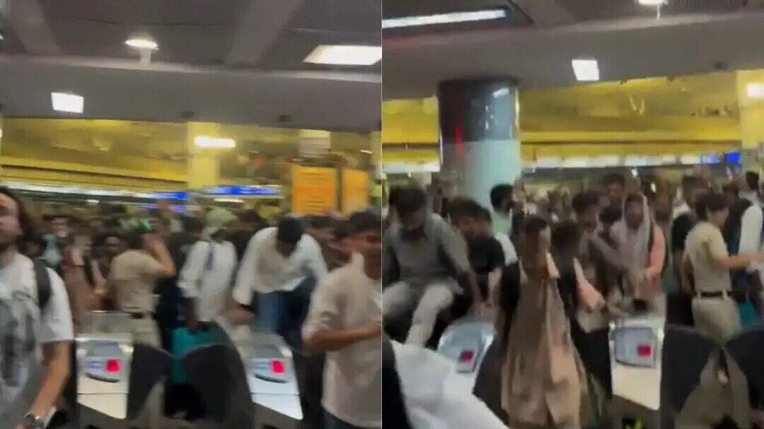 Chaos at Delhi Metro stations as passengers jump over security gates amid Parliament march