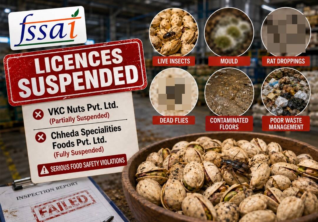 FSSAI acts against 2 food firms after insects, mould, rat droppings found at facilities