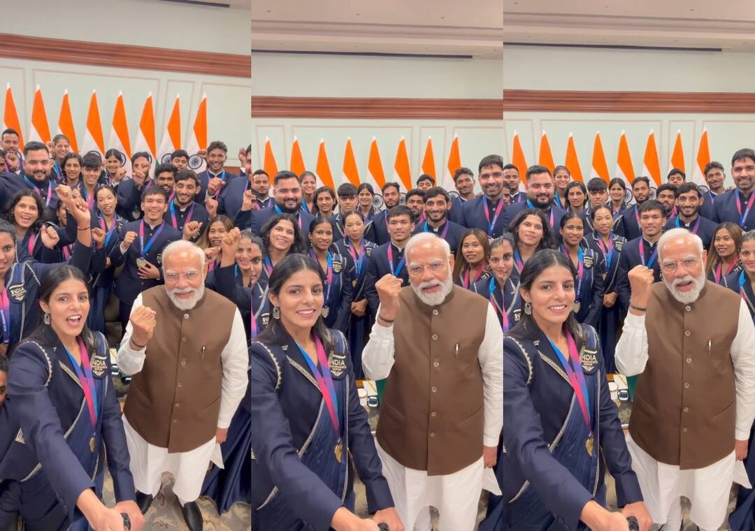 PM Modi shares group selfie video with CWG 2026 medallists, chants 'Bharat Mata Ki Jai'