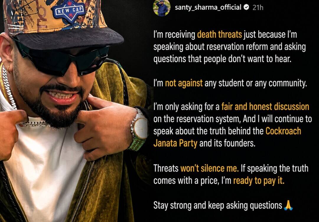 Getting death threats for speaking on reservation reform: Rapper Santy