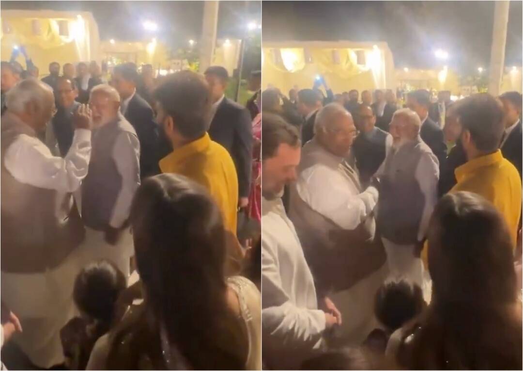 PM Modi's conversation with Priyanka Gandhi & Kharge at wedding reception goes viral