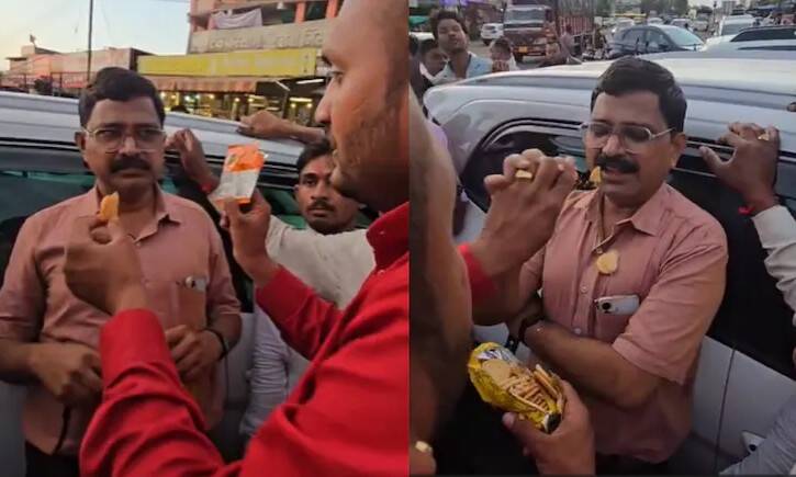 Locals make FDA officer eat expired biscuits on camera over alleged bribe from Maha shop