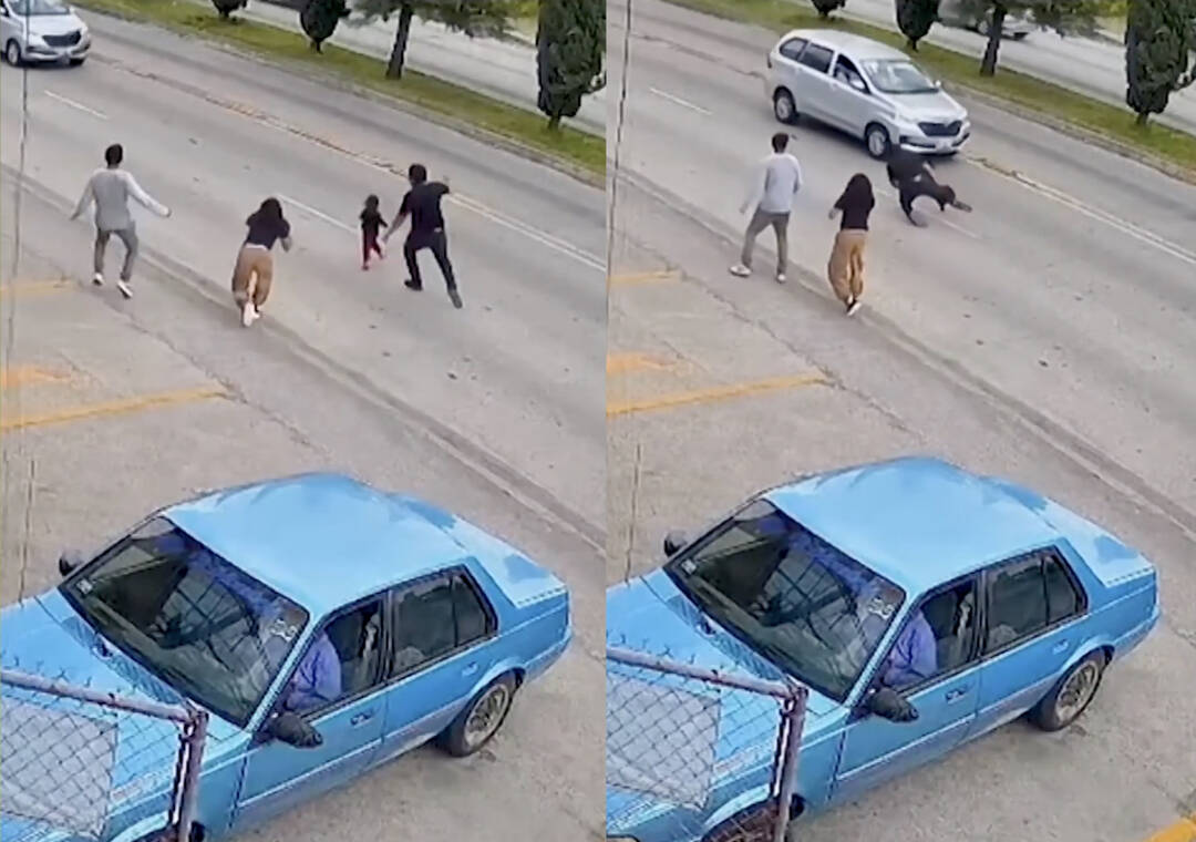 Video shows man diving to save child from oncoming cars in Mexico