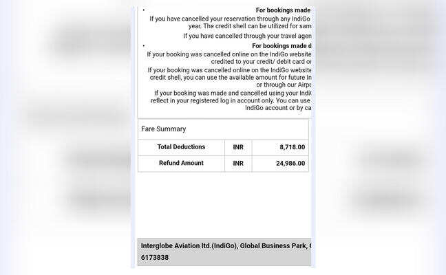 Indian startup CEO claims IndiGo deducted ₹8,718 despite promising 100% refund for cancellations