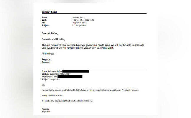 Delhi-based pharma firm's senior manager resigns citing 'pollution level'