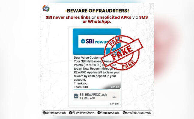 Govt warns SBI users against getting scam links on WhatsApp