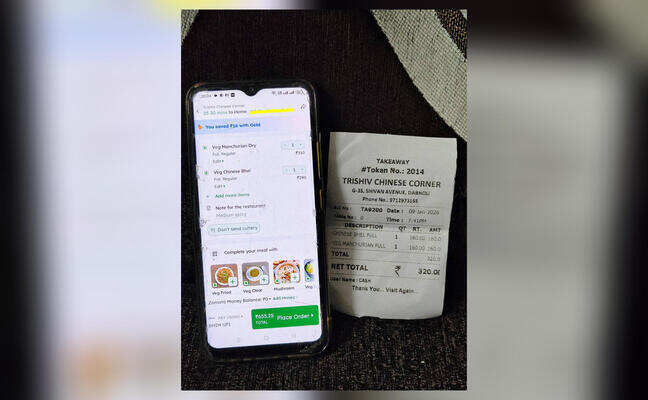 Woman shares pic showing difference between restaurant bill and price on Zomato