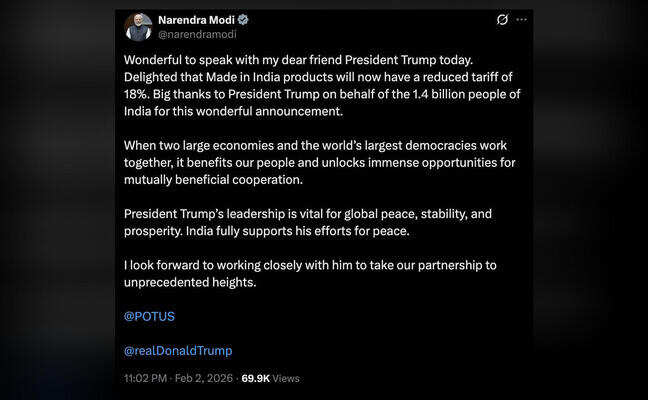 PM Modi releases 1st statement as Trump announces India-US trade deal