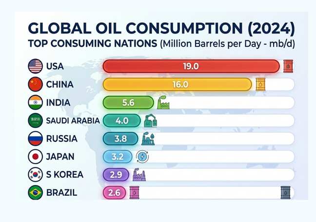 Which countries guzzled the most oil in 2024?