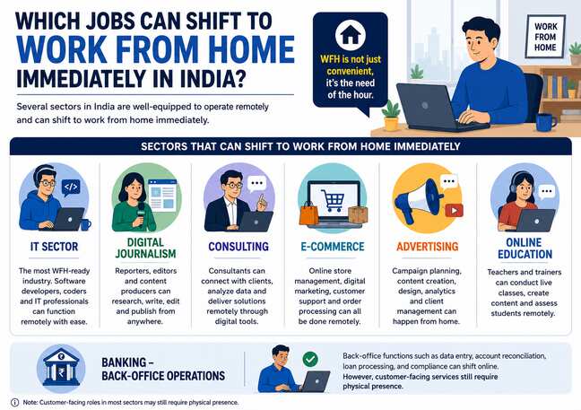 Which jobs can shift to work from home immediately in India?