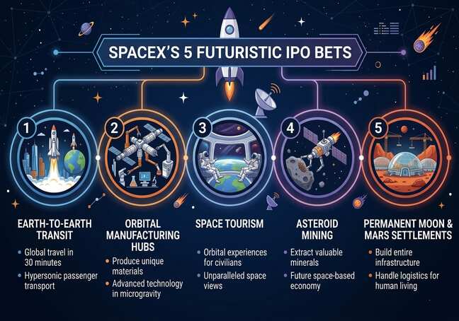 Which 5 future ventures is Elon Musk betting on in SpaceX's mega IPO?